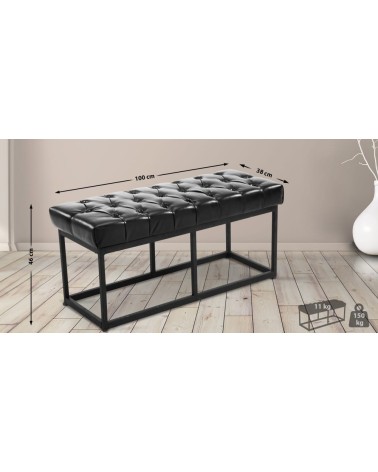 Banquette avec pieds en métal assise en pvc et synthetique Noir