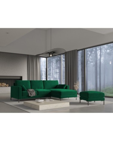 Canapé d'angle 4 places en velours vert bouteille