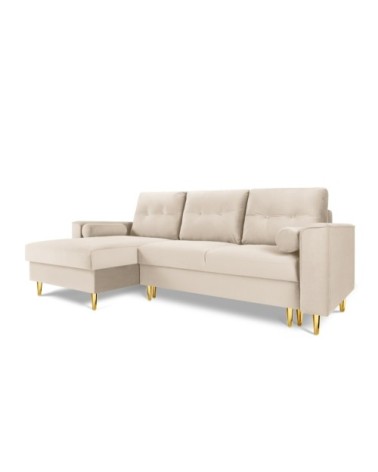 Canapé d'angle 4 places en velours beige
