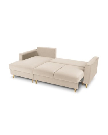 Canapé d'angle 4 places en velours beige