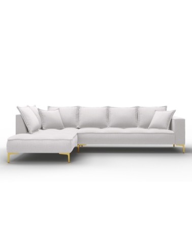 Canapé d'angle 5 places en tissu structuré gris clair