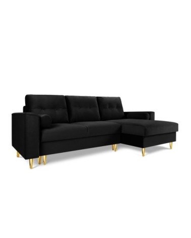 Canapé d'angle 4 places en velours noir