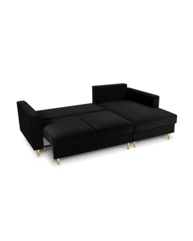 Canapé d'angle 4 places en velours noir