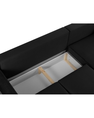Canapé d'angle 4 places en velours noir