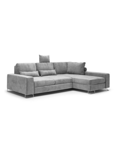 Canapé d'angle 4 places en velours gris