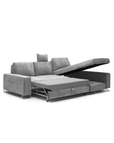 Canapé d'angle 4 places en velours gris