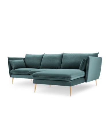 Canapé d'angle 4 places en velours pétrole