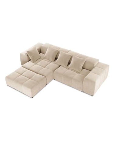 Canapé d'angle 5 places en velours beige