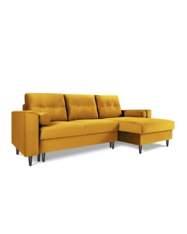 Canapé d'angle 4 places en velours jaune