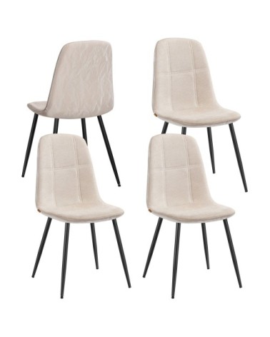 Chaises de salle à manger lot de 4 tissu chenille blanc