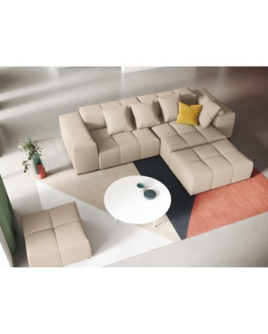 Canapé d'angle 5 places en tissu structuré beige