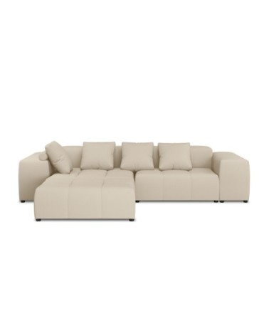 Canapé d'angle 5 places en tissu structuré beige