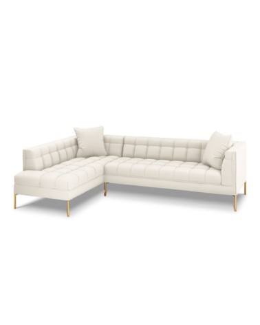 Canapé d'angle tissu structuré beige clair 5 places