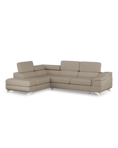 Canapé d'angle 5 places en imitation cuir gris clair