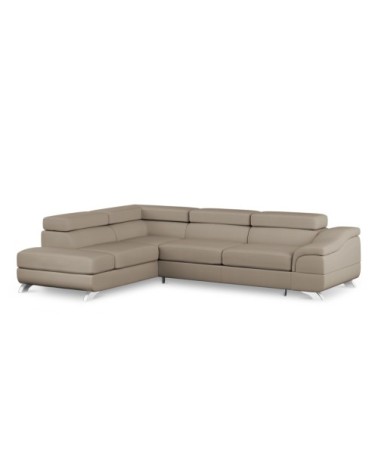 Canapé d'angle 5 places en imitation cuir gris clair