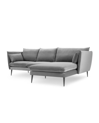 Canapé d'angle 4 places en velours gris clair