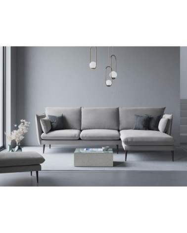 Canapé d'angle 4 places en velours gris clair