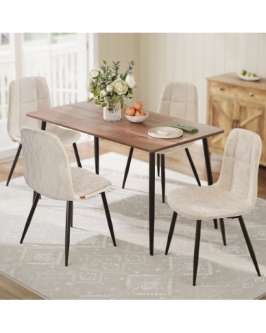 Chaises de salle à manger lot de 4 tissu chenille blanc