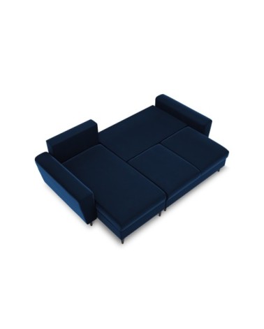 Canapé d'angle reversible, convertible 4 places velours bleu roi