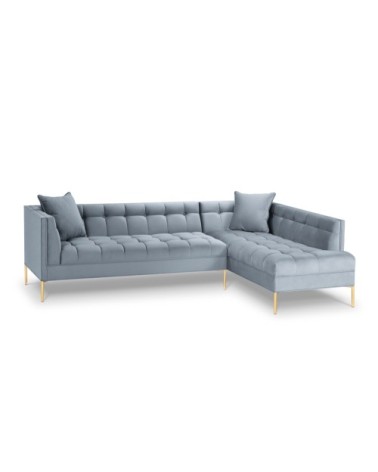 Canapé d'angle velours bleu clair 5 places