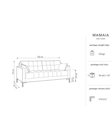 Canapé 2 places en tissu structurel beige clair