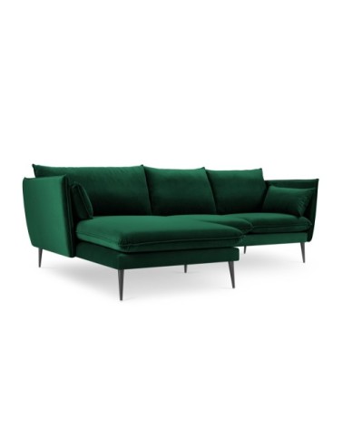 Canapé d'angle 4 places en velours vert bouteille