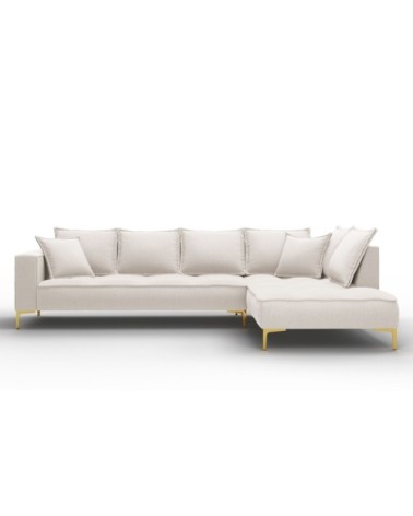 Canapé d'angle 5 places en tissu structuré beige clair