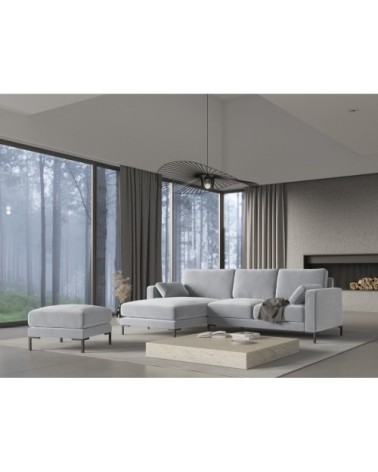 Canapé d'angle 4 places en velours argent