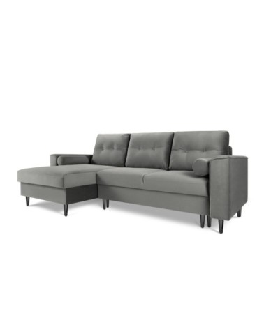 Canapé d'angle 4 places en velours gris clair
