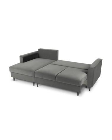 Canapé d'angle 4 places en velours gris clair