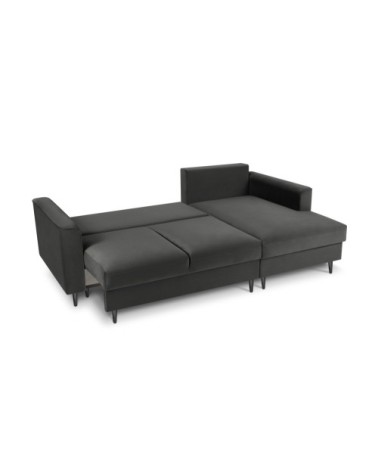 Canapé d'angle 4 places en velours gris foncé