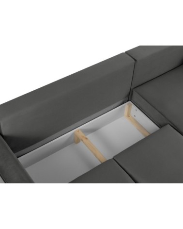 Canapé d'angle 4 places en velours gris foncé