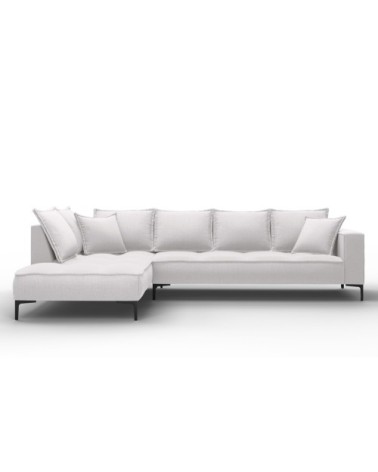 Canapé d'angle 5 places en tissu structuré gris clair