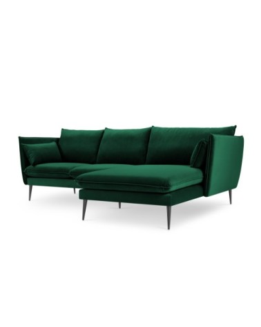 Canapé d'angle 4 places en velours vert bouteille