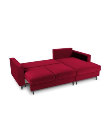 Canapé d'angle 4 places en velours rouge