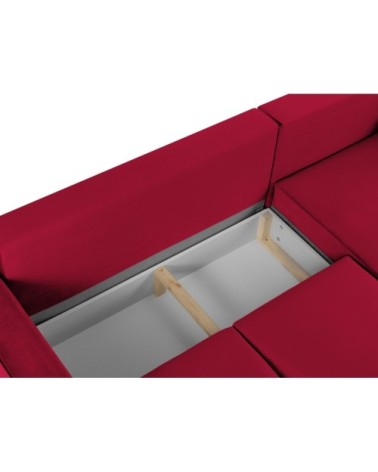 Canapé d'angle 4 places en velours rouge