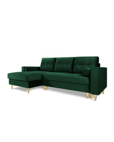 Canapé d'angle 4 places en velours vert bouteille