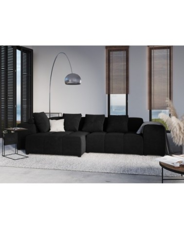 Canapé d'angle 4 places en velours noir