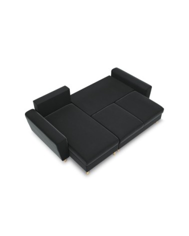 Canapé d'angle reversible, convertible 4 places velours gris foncé