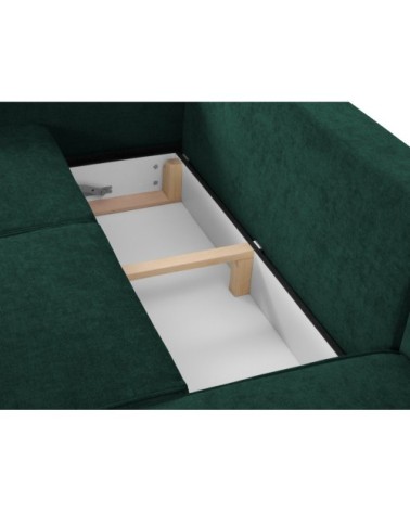 Canapé d'angle 4 places en tissu structuré vert bouteille