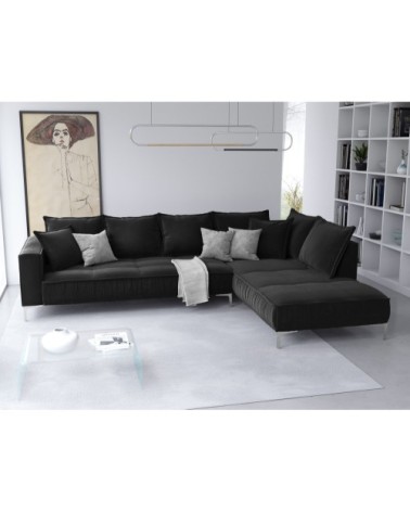 Canapé d'angle 5 places en velours noir