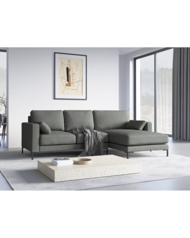 Canapé d'angle 4 places en tissu structuré gris