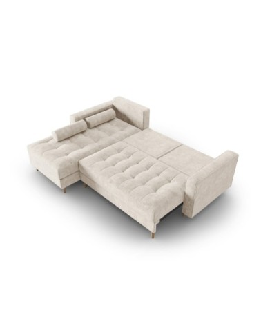 Canapé d'angle 5 places en tissu structuré beige