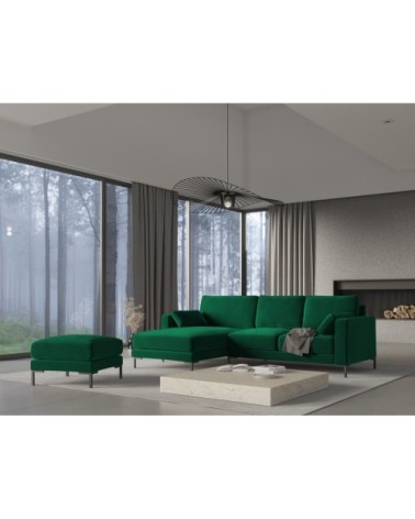 Canapé d'angle 4 places en velours vert bouteille