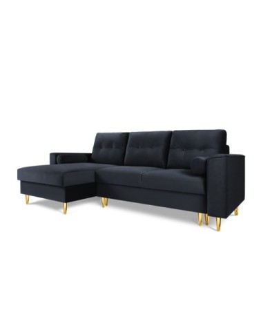 Canapé d'angle 4 places en velours bleu foncé