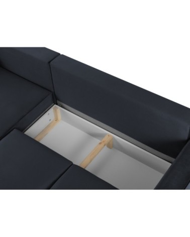 Canapé d'angle 4 places en velours bleu foncé