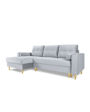 Canapé d'angle 4 places en velours bleu clair