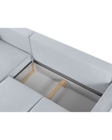 Canapé d'angle 4 places en velours bleu clair