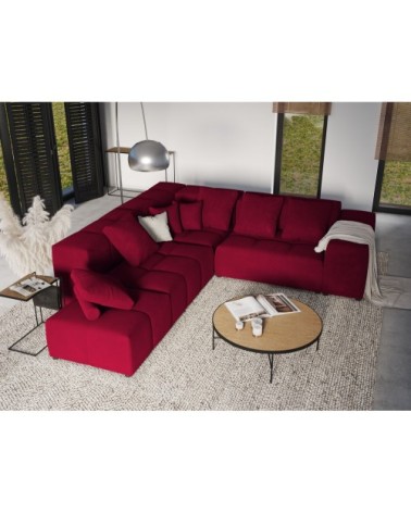 Canapé d'angle 5 places en velours rouge