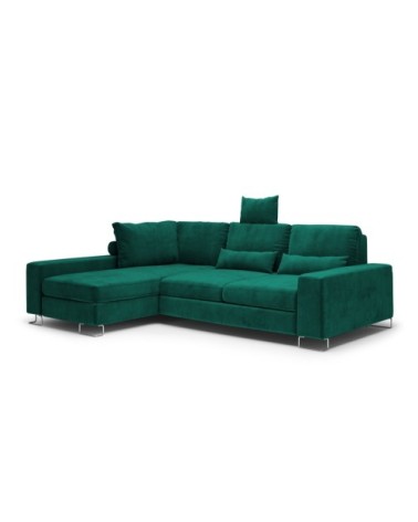 Canapé d'angle 4 places en velours vert bouteille